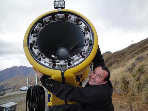 Pete Deuart Head of Snow Making at Coronet Peak with snow gun